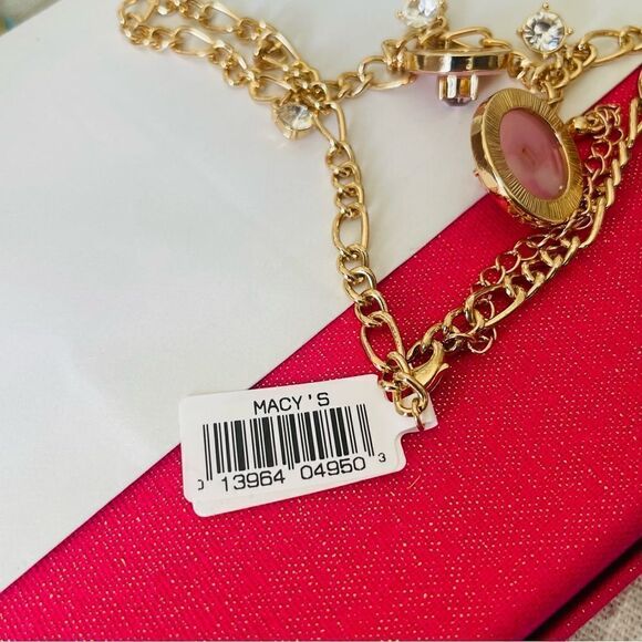 $49 Macys Necklace Gold chain Pink Crystals - Picture 4 of 6